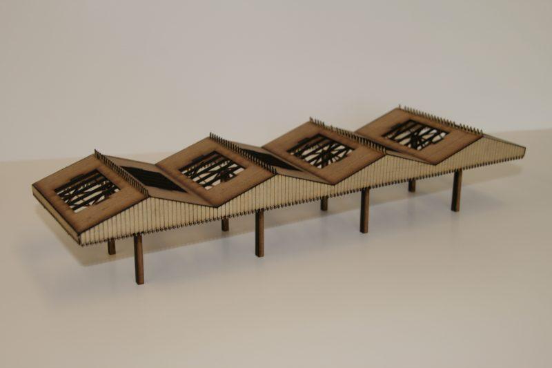 OO Gauge Station Canopy with Roof Lights (96mm)